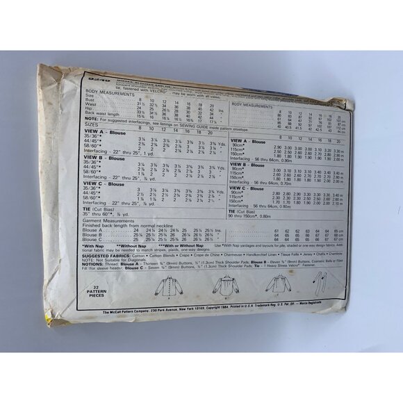 McCall's Misses Shirt Blouse Sewing Pattern sz 12 9249 - uncut - Picture 2 of 2